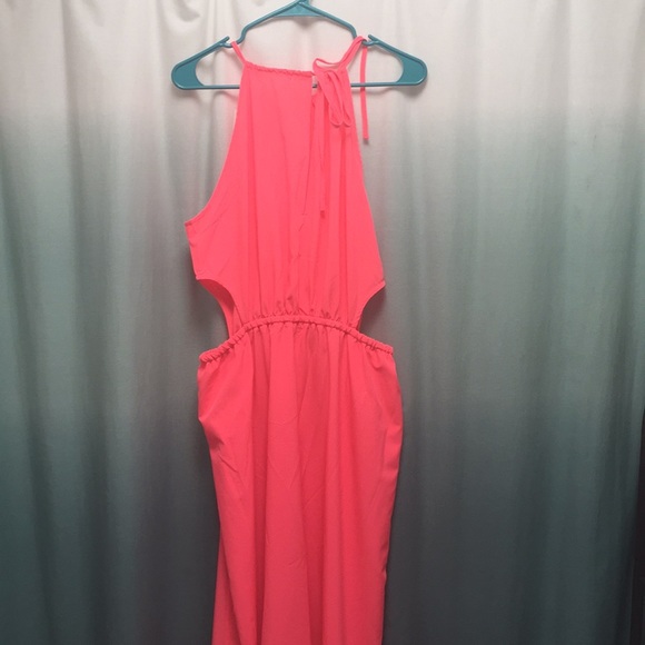Bright Pink Choies Cutout Maxi - Picture 4 of 4